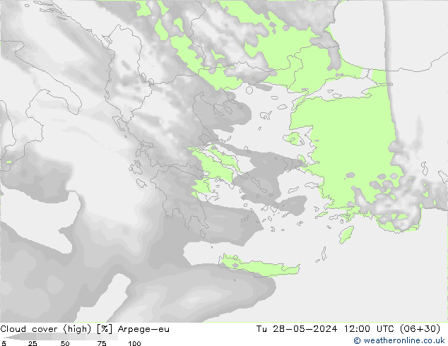 zachmurzenie (wysokie) Arpege-eu wto. 28.05.2024 12 UTC