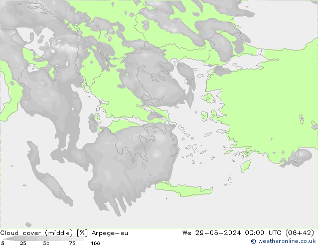 oblačnosti uprostřed Arpege-eu St 29.05.2024 00 UTC