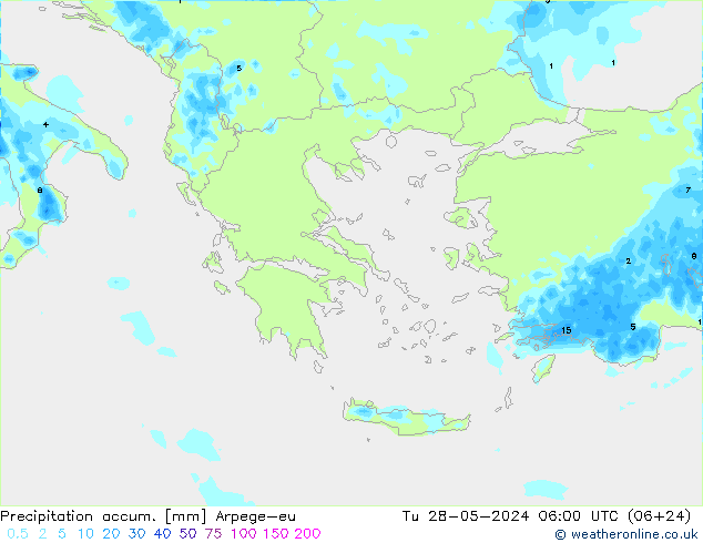 Précipitation accum. Arpege-eu mar 28.05.2024 06 UTC