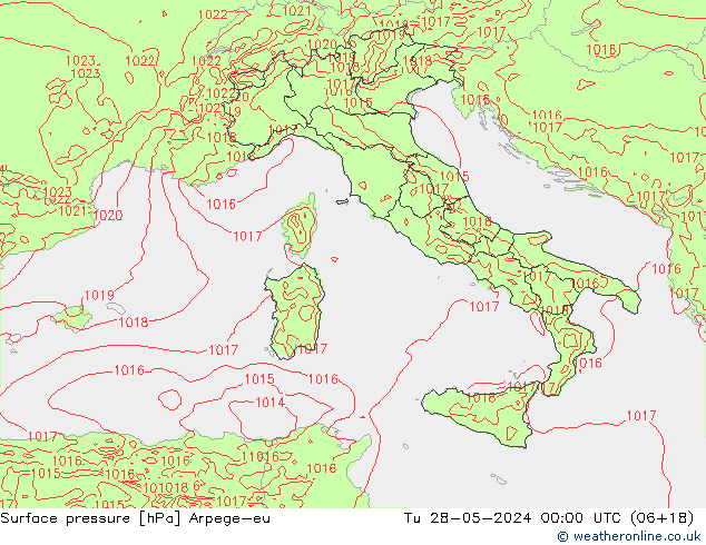 Surface pressure Arpege-eu Tu 28.05.2024 00 UTC