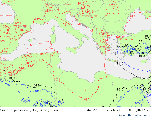 pressão do solo Arpege-eu Seg 27.05.2024 21 UTC