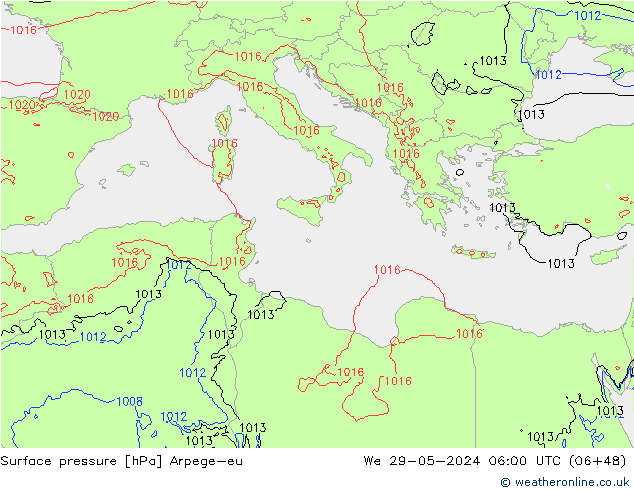 Luchtdruk (Grond) Arpege-eu wo 29.05.2024 06 UTC