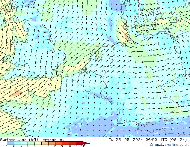 Bodenwind (bft) Arpege-eu Di 28.05.2024 06 UTC