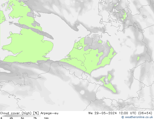 Bewolking (Hoog) Arpege-eu wo 29.05.2024 12 UTC