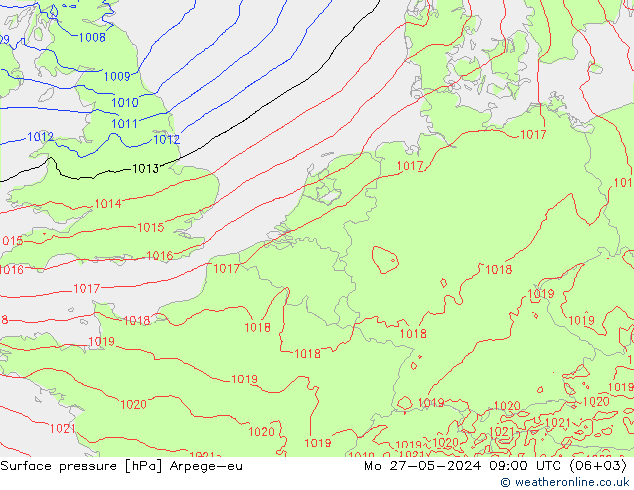 Bodendruck Arpege-eu Mo 27.05.2024 09 UTC