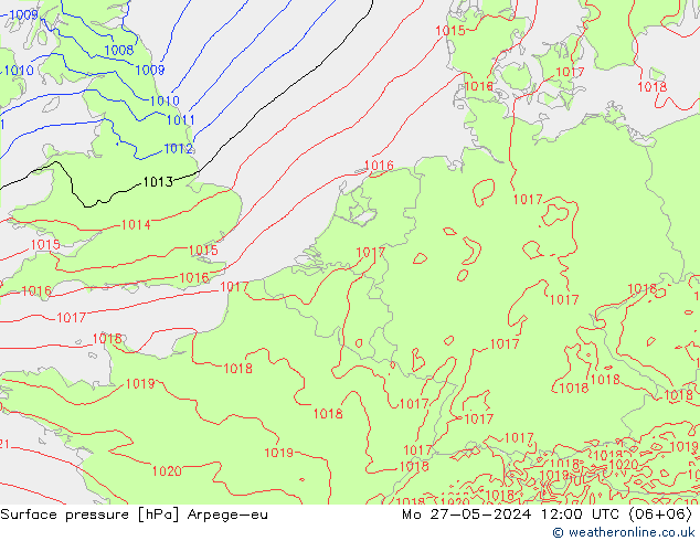 地面气压 Arpege-eu 星期一 27.05.2024 12 UTC
