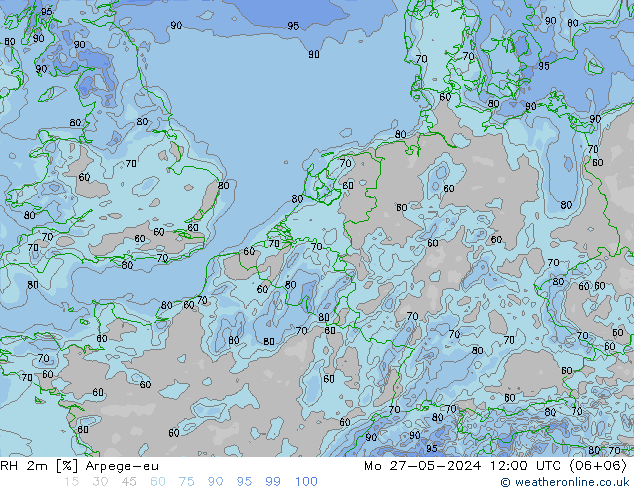 RH 2m Arpege-eu Seg 27.05.2024 12 UTC