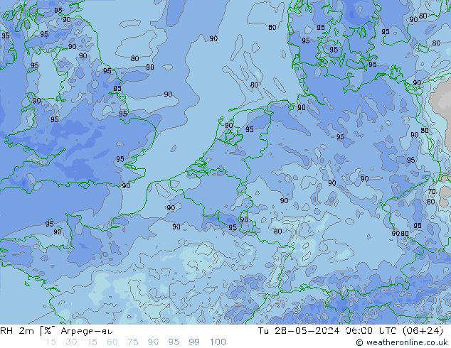 RH 2m Arpege-eu Di 28.05.2024 06 UTC