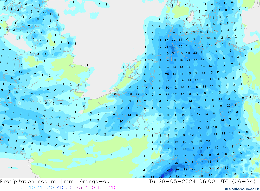 Precipitación acum. Arpege-eu mar 28.05.2024 06 UTC