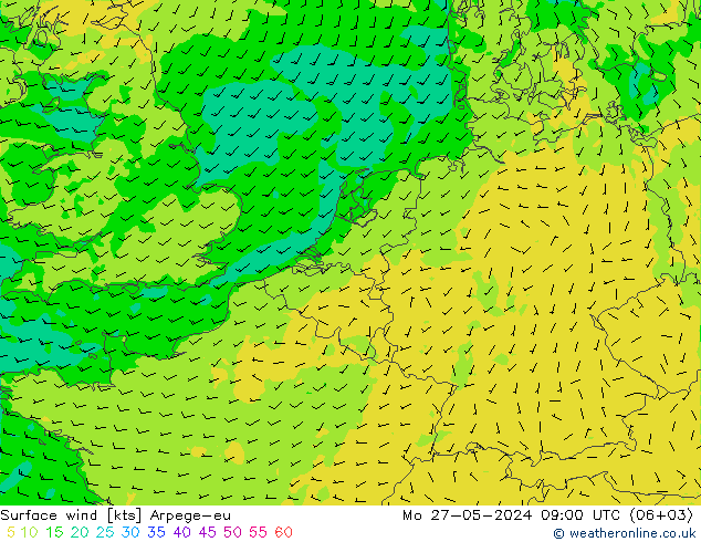 Surface wind Arpege-eu Mo 27.05.2024 09 UTC