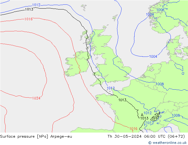 Surface pressure Arpege-eu Th 30.05.2024 06 UTC