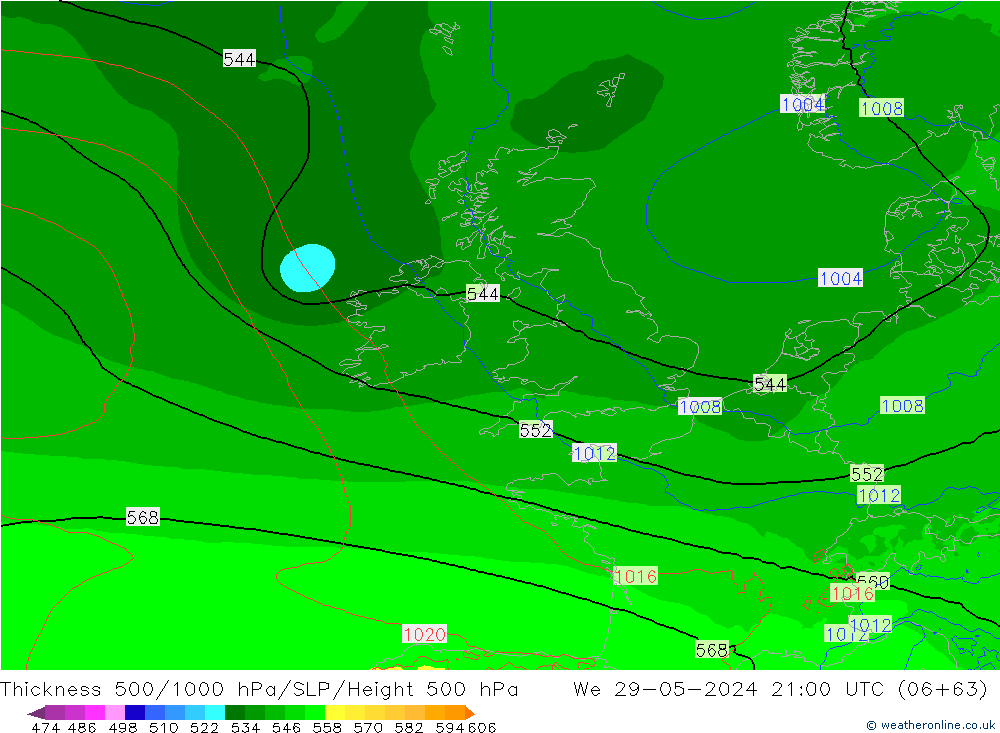 Thck 500-1000hPa Arpege-eu St 29.05.2024 21 UTC