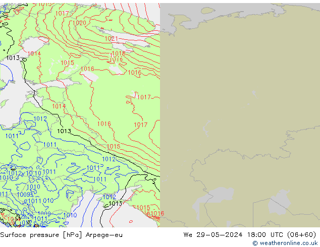 Atmosférický tlak Arpege-eu St 29.05.2024 18 UTC