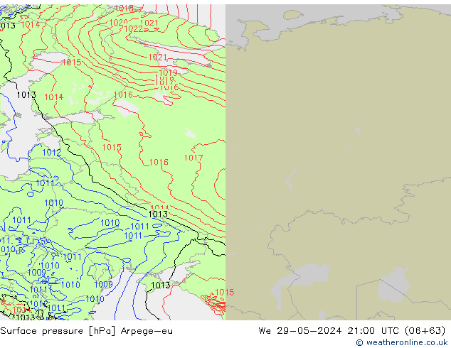 Surface pressure Arpege-eu We 29.05.2024 21 UTC