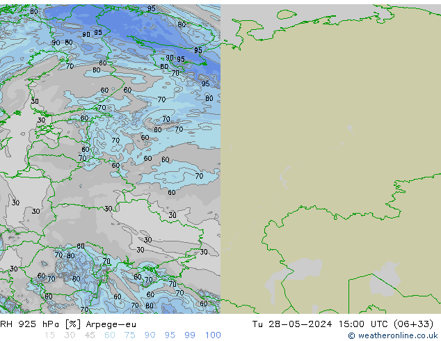 RH 925 hPa Arpege-eu mar 28.05.2024 15 UTC