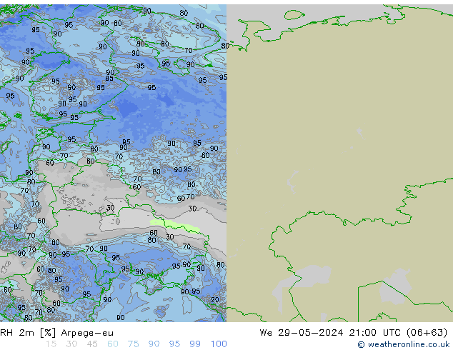 RH 2m Arpege-eu  29.05.2024 21 UTC