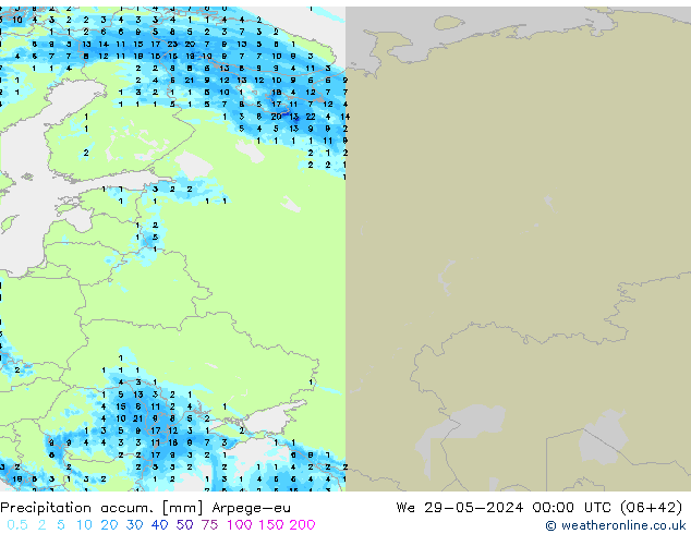 Precipitation accum. Arpege-eu We 29.05.2024 00 UTC