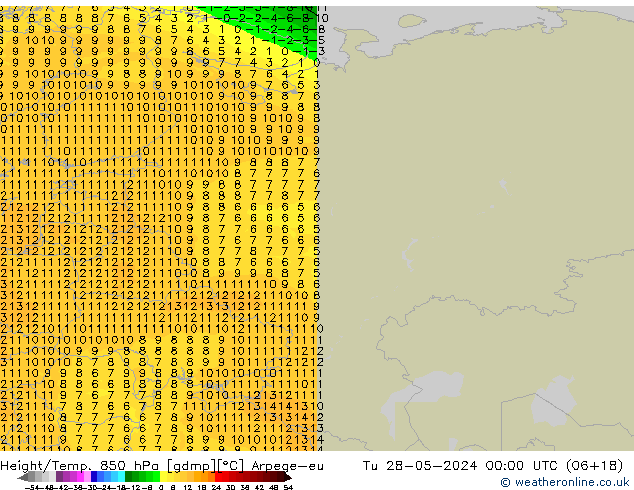 Height/Temp. 850 hPa Arpege-eu  28.05.2024 00 UTC