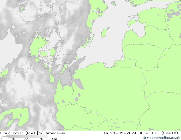 zachmurzenie (niskie) Arpege-eu wto. 28.05.2024 00 UTC