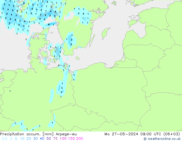 Totale neerslag Arpege-eu ma 27.05.2024 09 UTC