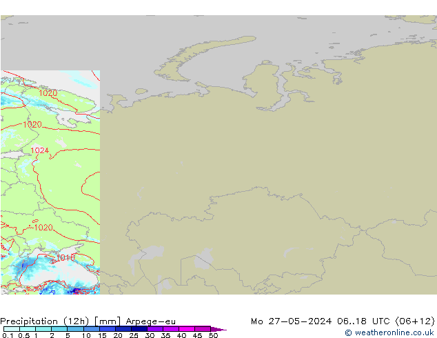 Precipitazione (12h) Arpege-eu lun 27.05.2024 18 UTC