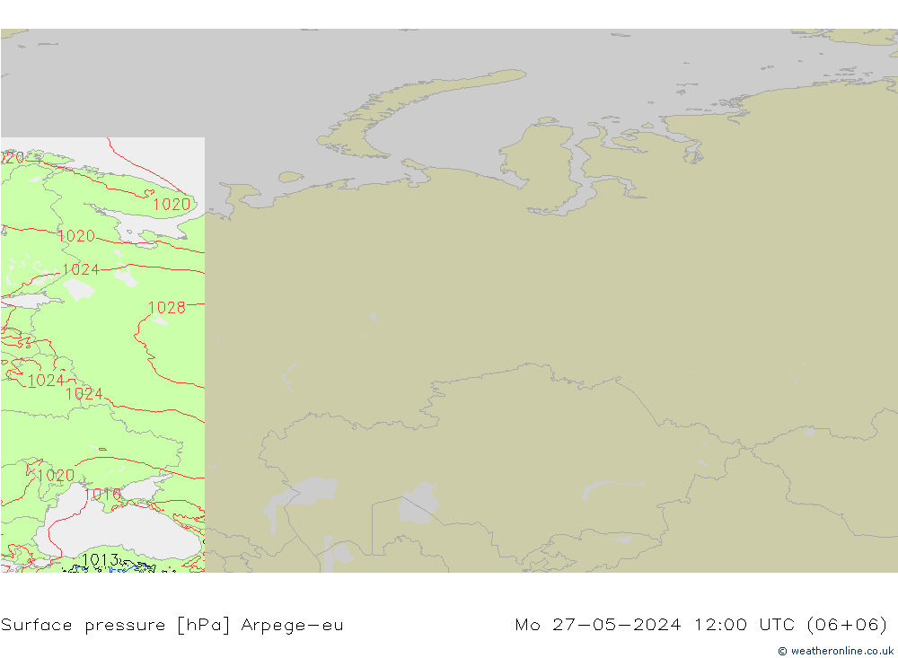 приземное давление Arpege-eu пн 27.05.2024 12 UTC