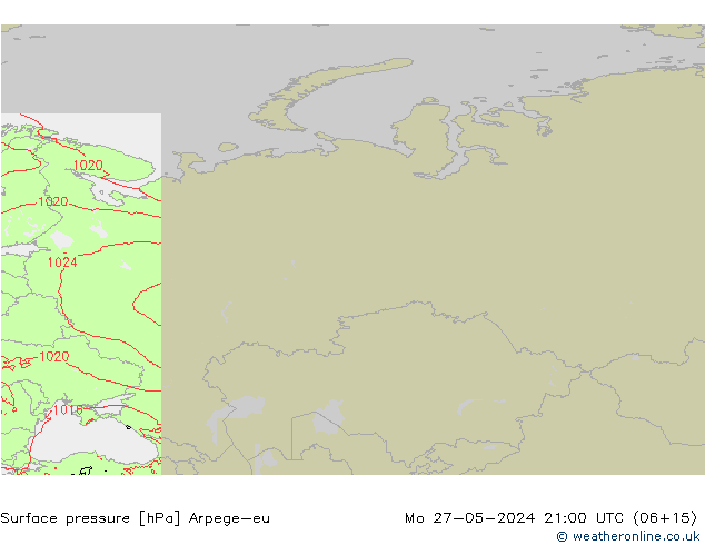 Surface pressure Arpege-eu Mo 27.05.2024 21 UTC