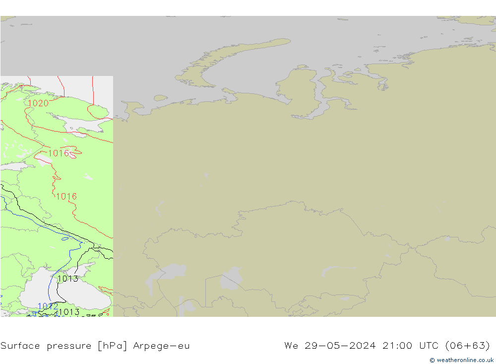 Bodendruck Arpege-eu Mi 29.05.2024 21 UTC