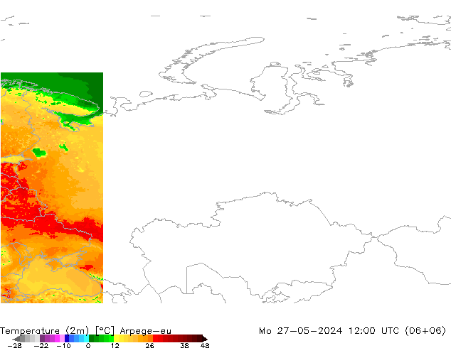 карта температуры Arpege-eu пн 27.05.2024 12 UTC