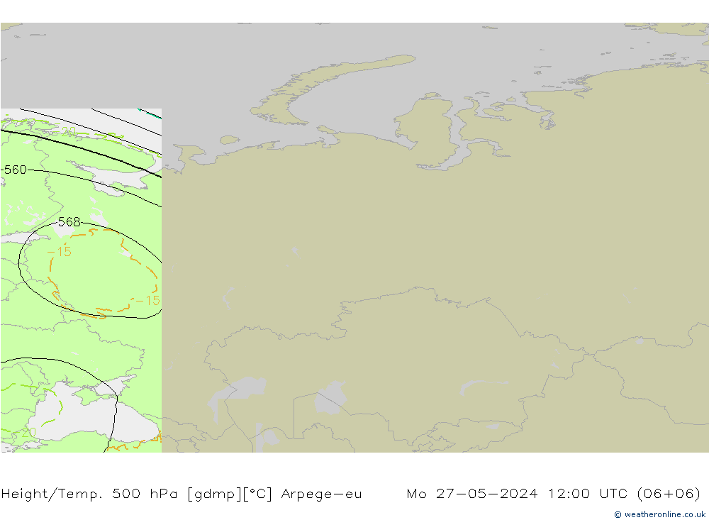 Geop./Temp. 500 hPa Arpege-eu lun 27.05.2024 12 UTC