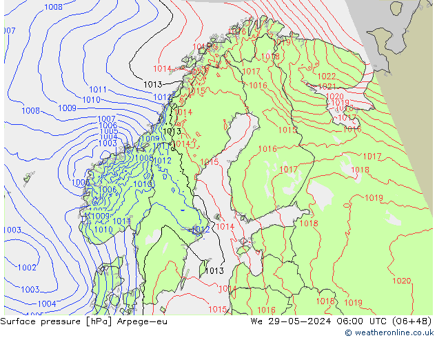 pressão do solo Arpege-eu Qua 29.05.2024 06 UTC