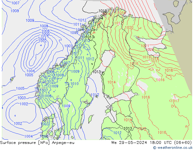 pression de l'air Arpege-eu mer 29.05.2024 18 UTC