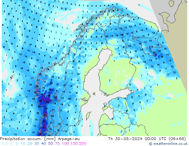 Precipitation accum. Arpege-eu чт 30.05.2024 00 UTC