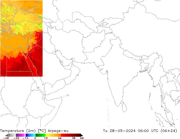 Temperatura (2m) Arpege-eu mar 28.05.2024 06 UTC