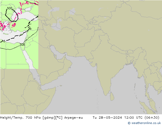 Yükseklik/Sıc. 700 hPa Arpege-eu Sa 28.05.2024 12 UTC