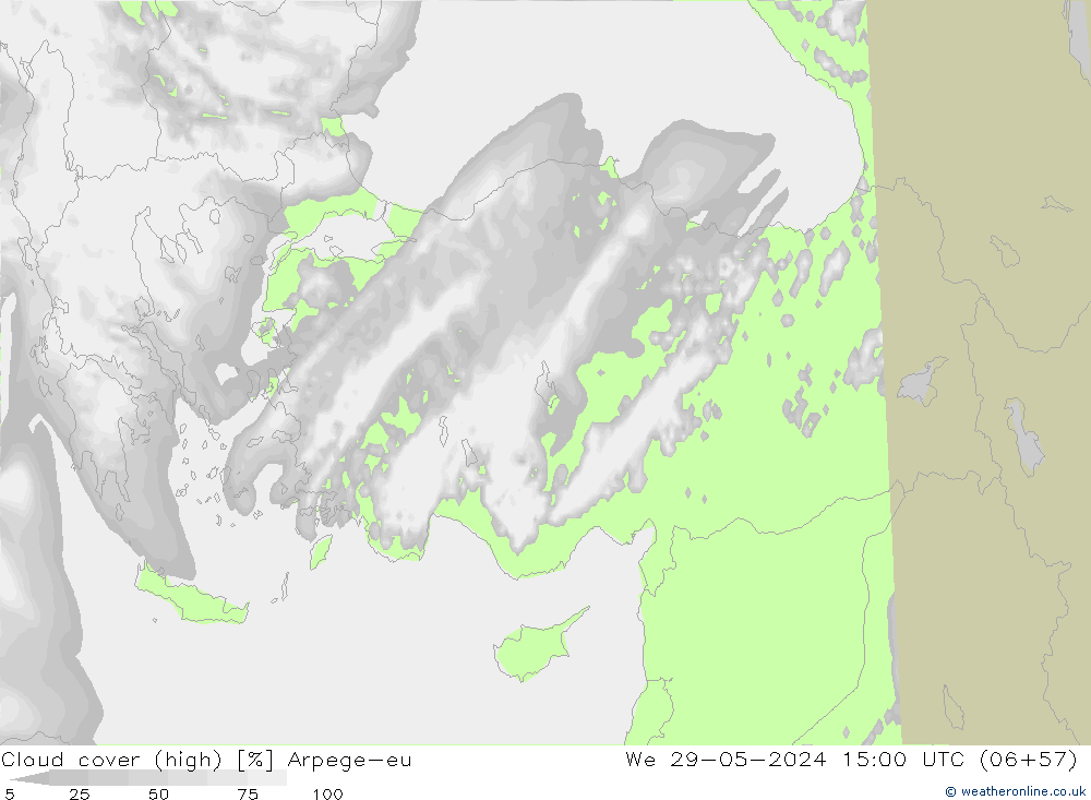Nuages (élevé) Arpege-eu mer 29.05.2024 15 UTC