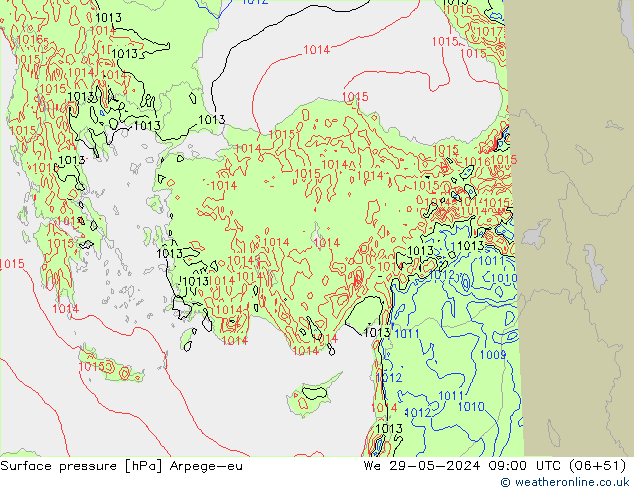 Presión superficial Arpege-eu mié 29.05.2024 09 UTC