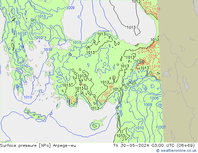 Luchtdruk (Grond) Arpege-eu do 30.05.2024 03 UTC