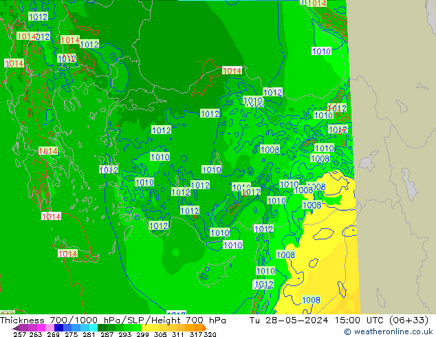 Thck 700-1000 hPa Arpege-eu wto. 28.05.2024 15 UTC