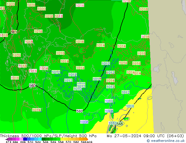 Thck 500-1000hPa Arpege-eu Seg 27.05.2024 09 UTC