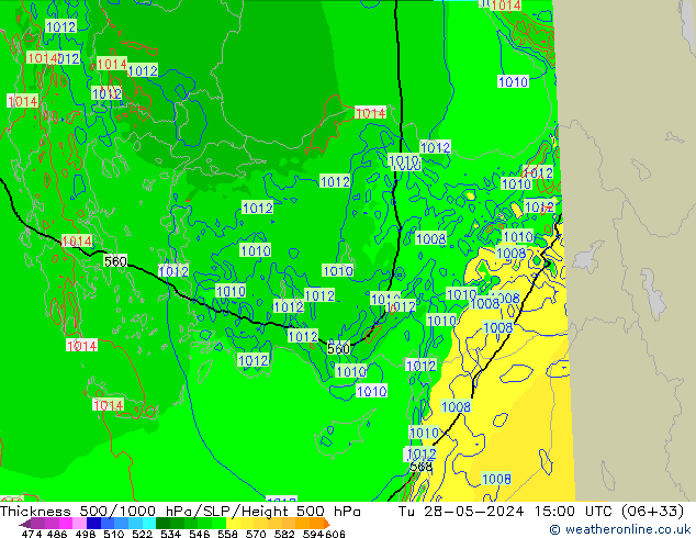 Thck 500-1000hPa Arpege-eu Tu 28.05.2024 15 UTC