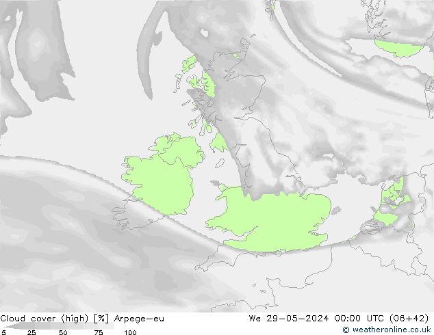 vysoký oblak Arpege-eu St 29.05.2024 00 UTC