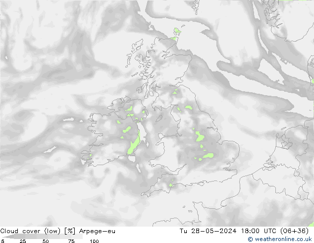 zachmurzenie (niskie) Arpege-eu wto. 28.05.2024 18 UTC