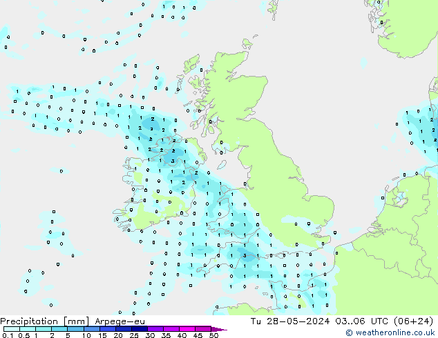 Precipitazione Arpege-eu mar 28.05.2024 06 UTC