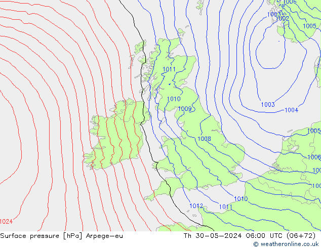 Luchtdruk (Grond) Arpege-eu do 30.05.2024 06 UTC