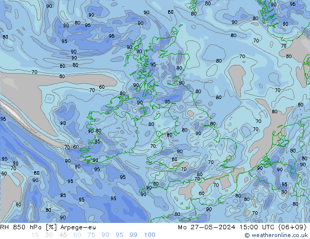 RV 850 hPa Arpege-eu ma 27.05.2024 15 UTC