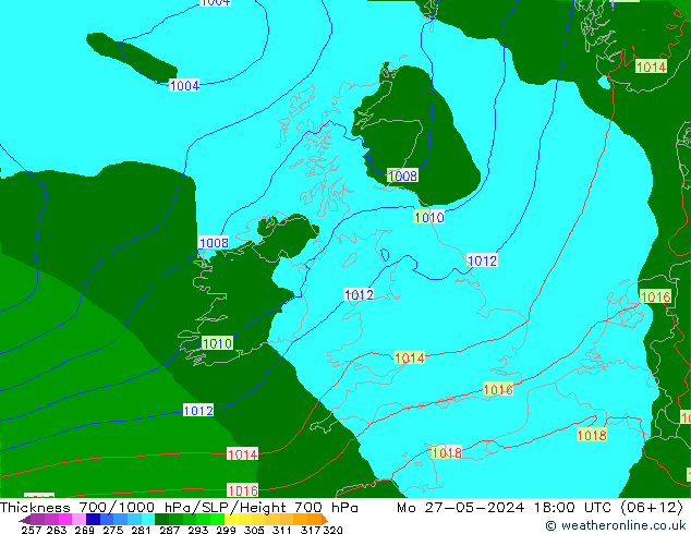 Thck 700-1000 hPa Arpege-eu Mo 27.05.2024 18 UTC