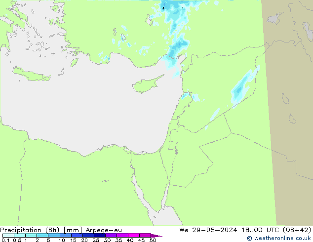 Precipitación (6h) Arpege-eu mié 29.05.2024 00 UTC