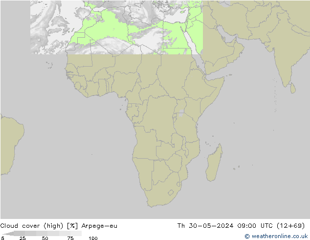 zachmurzenie (wysokie) Arpege-eu czw. 30.05.2024 09 UTC