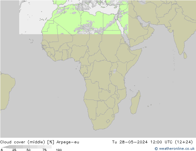 Nuages (moyen) Arpege-eu mar 28.05.2024 12 UTC